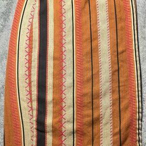 Vintage Southwestern Stripe Wrap Midi Skirt Cotton Small